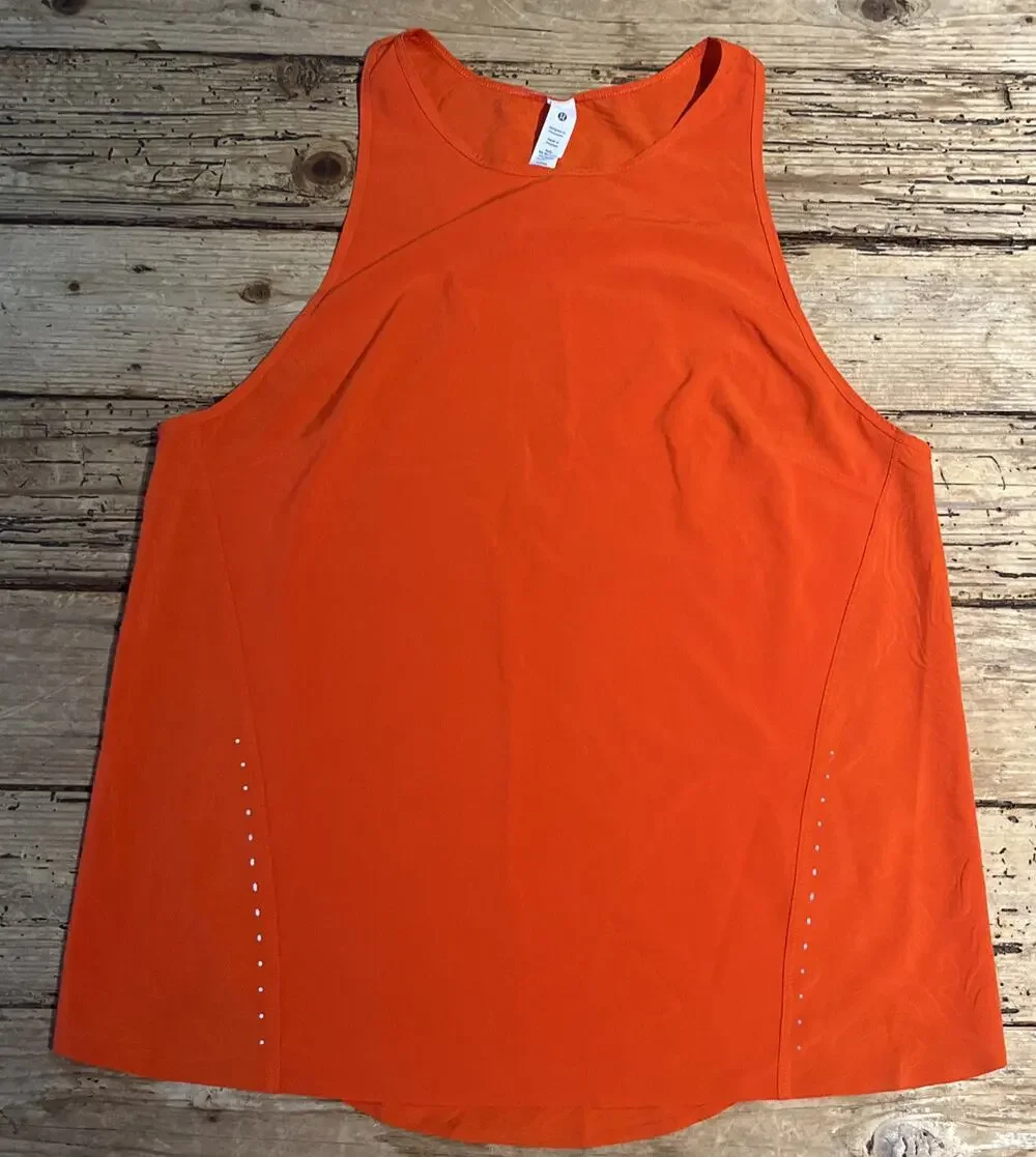 Lululemon Womens Size 6 In-sense Emboss Solar Orange Running Tank Top *airflow